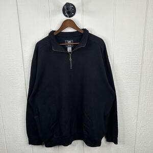 Vintage 90's Lee Black Quarter-Zip Pullover Crewneck X-Large
